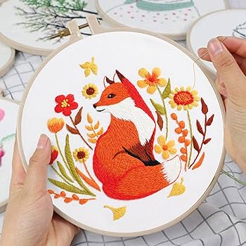 Amazon.com: Louise Maelys Fall Fox Embroidery Kits for Beginners