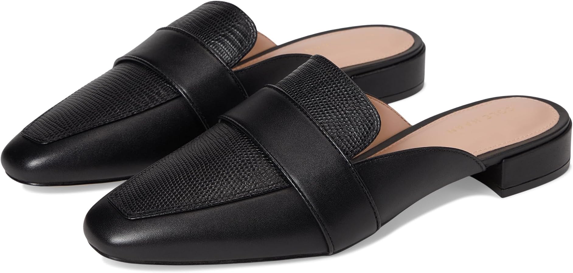 Amazon.com | Cole Haan Women's Pasha Mules, Black Leather/Lizard
