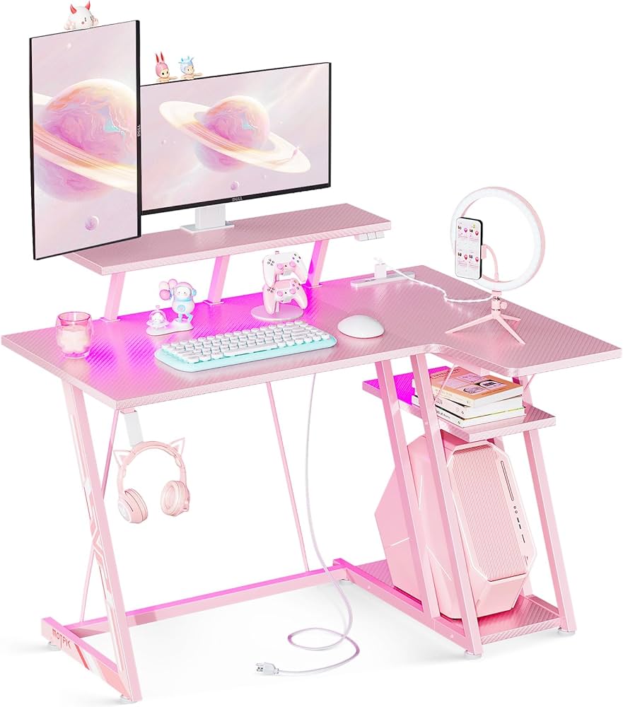 Amazon | MOTPK ゲーミングデスク LEDライト付き L字デスク PCデスク