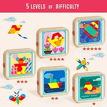 Amazon.com: 288 PCS Wooden Magnetic Pattern Blocks Set