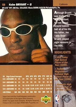 Amazon.com: 1996-97 Upper Deck Basketball #58 Kobe Bryant Rookie