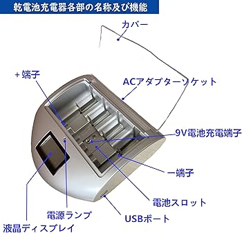Amazon | 電池 充電器 単1 単2 単3 単4 9V ニッケル 水素 ニッカド
