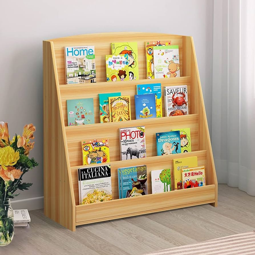 Amazon.co.jp: MYOYAY キッズブックディスプレイシェルフ 片面4段