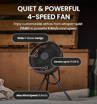 Amazon.com: Claymore V600+ Warm Gray Rechargeable Portable Fan