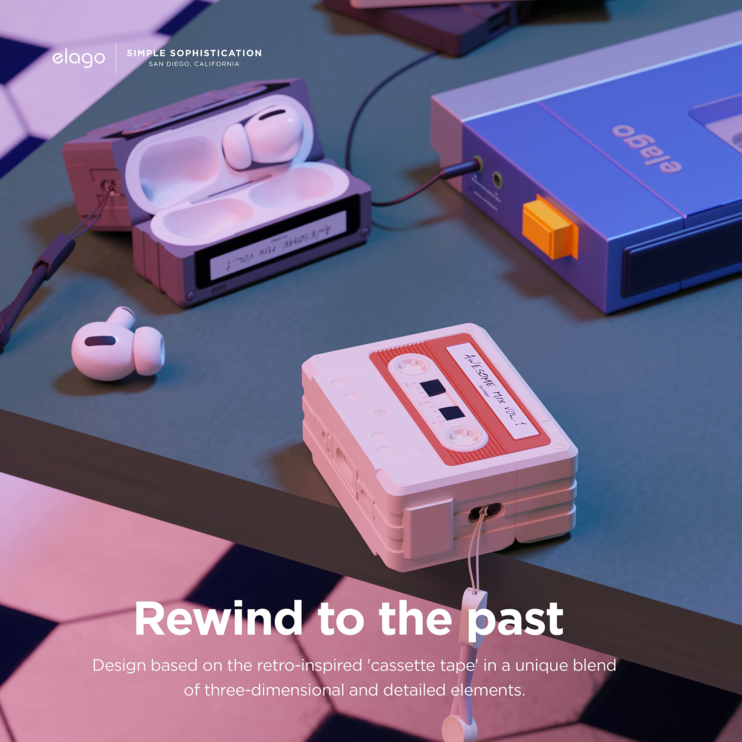 Amazon | elago カセットテープケース AirPods Pro 第2世代用ケース