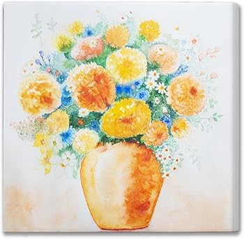 Amazon.co.jp: TB3 キャンバス プリント 黄色いブーケ 絵画 水彩画