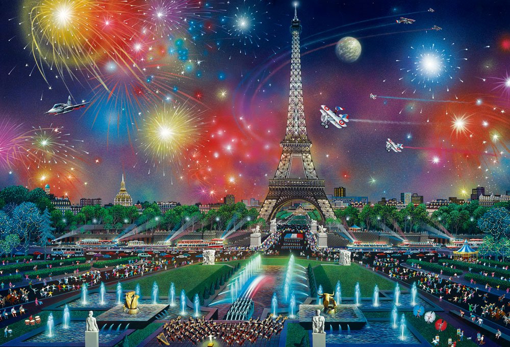 エッフェル塔と熱気球のジグソーパズル エッフェル塔と熱気球の