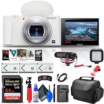 Amazon.com : Sony ZV-1 Digital Camera (White) (DCZV1/W) + Pro Mic