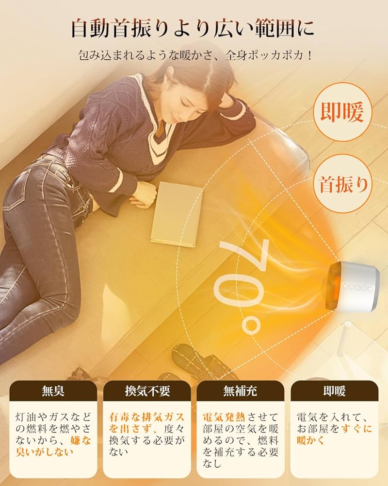 Amazon | セラミックヒーター【2024年モデル＆ECO恒温運転】電気