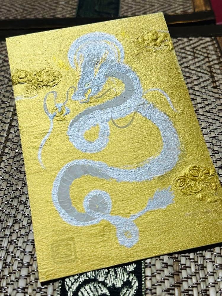 開運絵画 過去世からのメッセージ 金箔 24金 白龍 龍神様 開運絵画