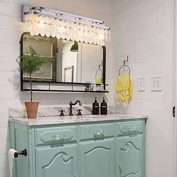 TOCHIC Bathroom Vanity Light with Natural Capiz Shell Shade