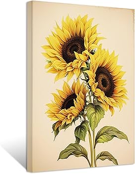 Amazon.co.jp: ZXHYWYM ひまわり キャンバス ウォールアート