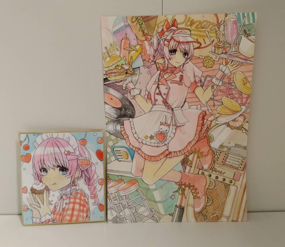 Amazon.co.jp: ◎オリジナル◎手描きイラスト ダイナー娘 A4 寸松庵