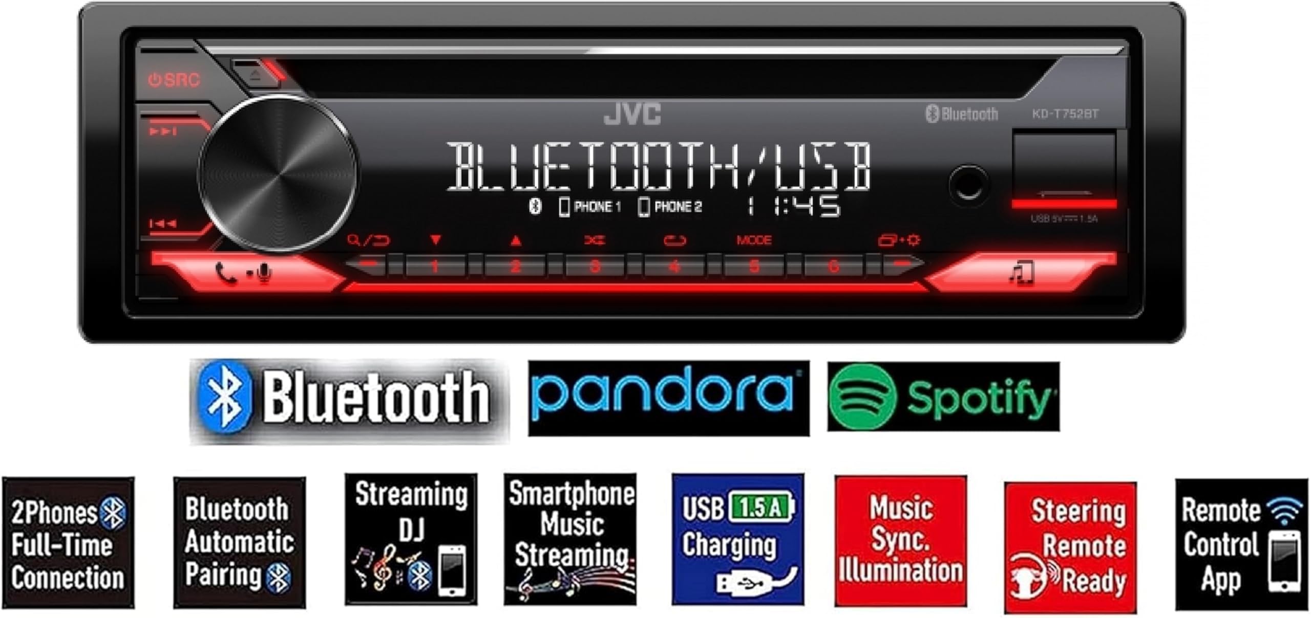 Amazon.com: JVC Single-Din Built-in Bluetooth, Dual Phone