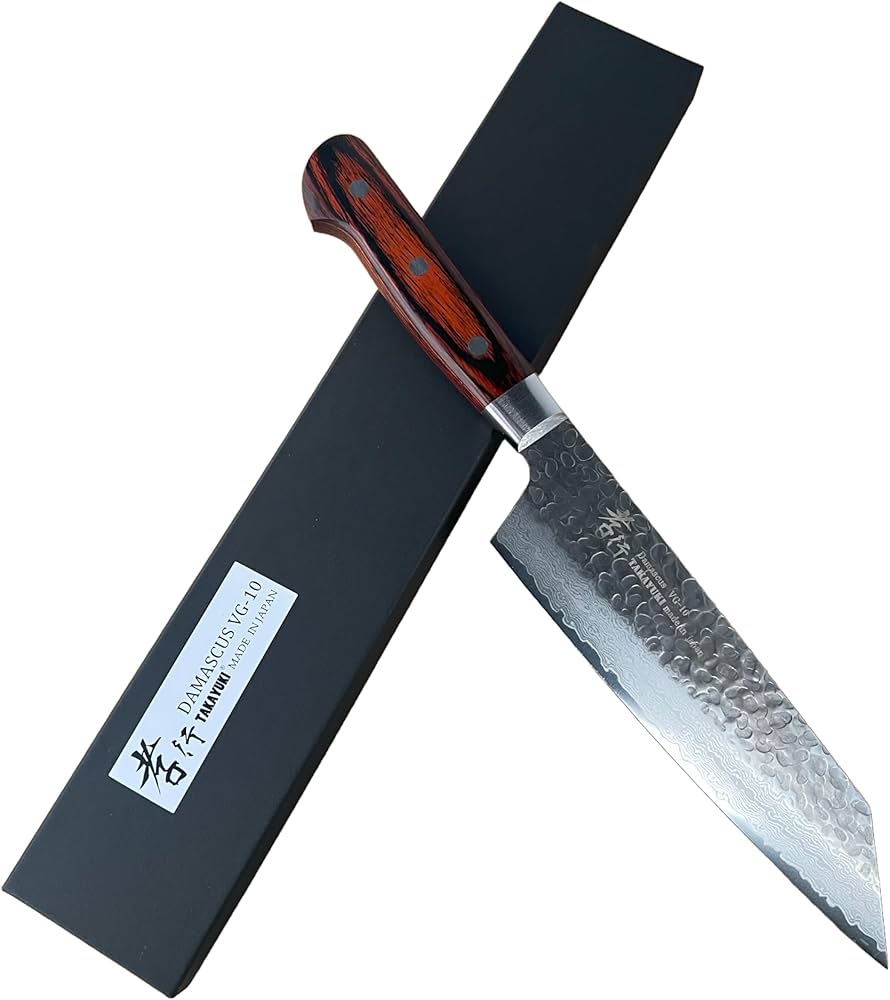 Amazon | 堺孝行 槌目ダマスカス VG10割込み 33層 剣型三徳 160mm | 堺