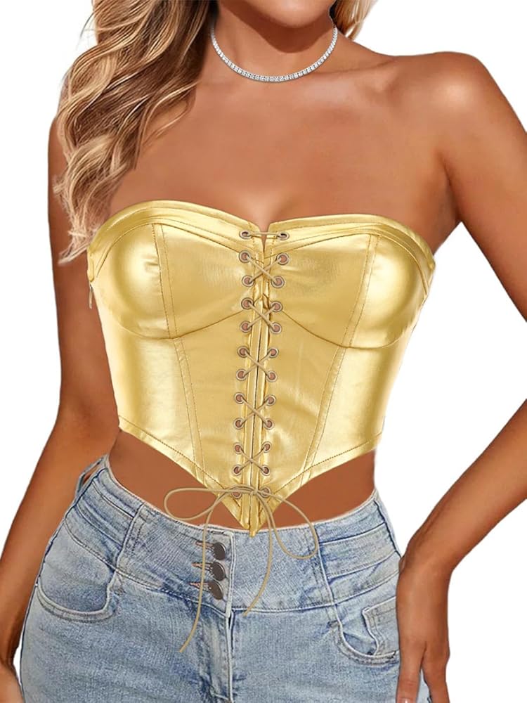 Amazon.com: Eyret Women's Lace Up Bustier Corset - Sexy Strapless