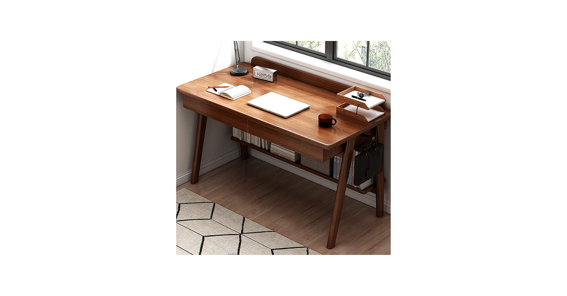 Amazon | デスク ホームオフィス コンピューターデスク ミッド