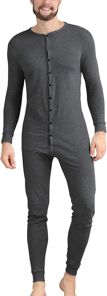 Amazon | COLORFULLEAF メンズ コットン 保温下着 ユニオンスーツ