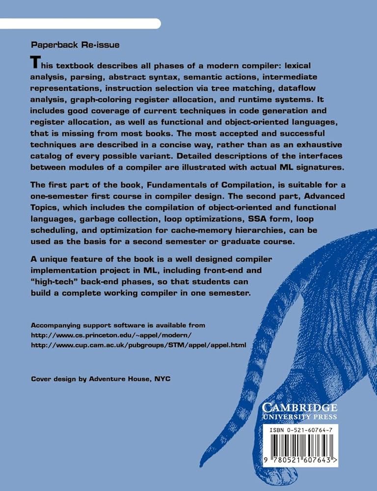 Modern Compiler Implementation in ML (Volume 0): Appel, Andrew W