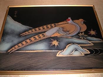 Amazon.co.jp: 輪島塗 双雲 雉子 キジ 美術品 伝統工芸 特撰飾額 漆絵
