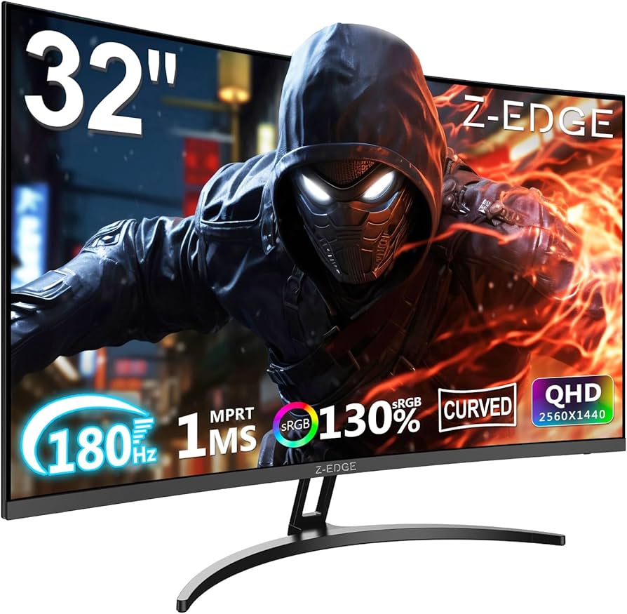 Amazon.com: Z-Edge 32 inch Curved Gaming Monitor, QHD 1440P 180Hz