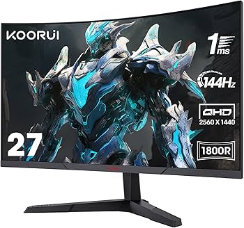Amazon.co.jp: KOORUI 27E6QC 27 Inch Curved Gaming Monitor, QHD