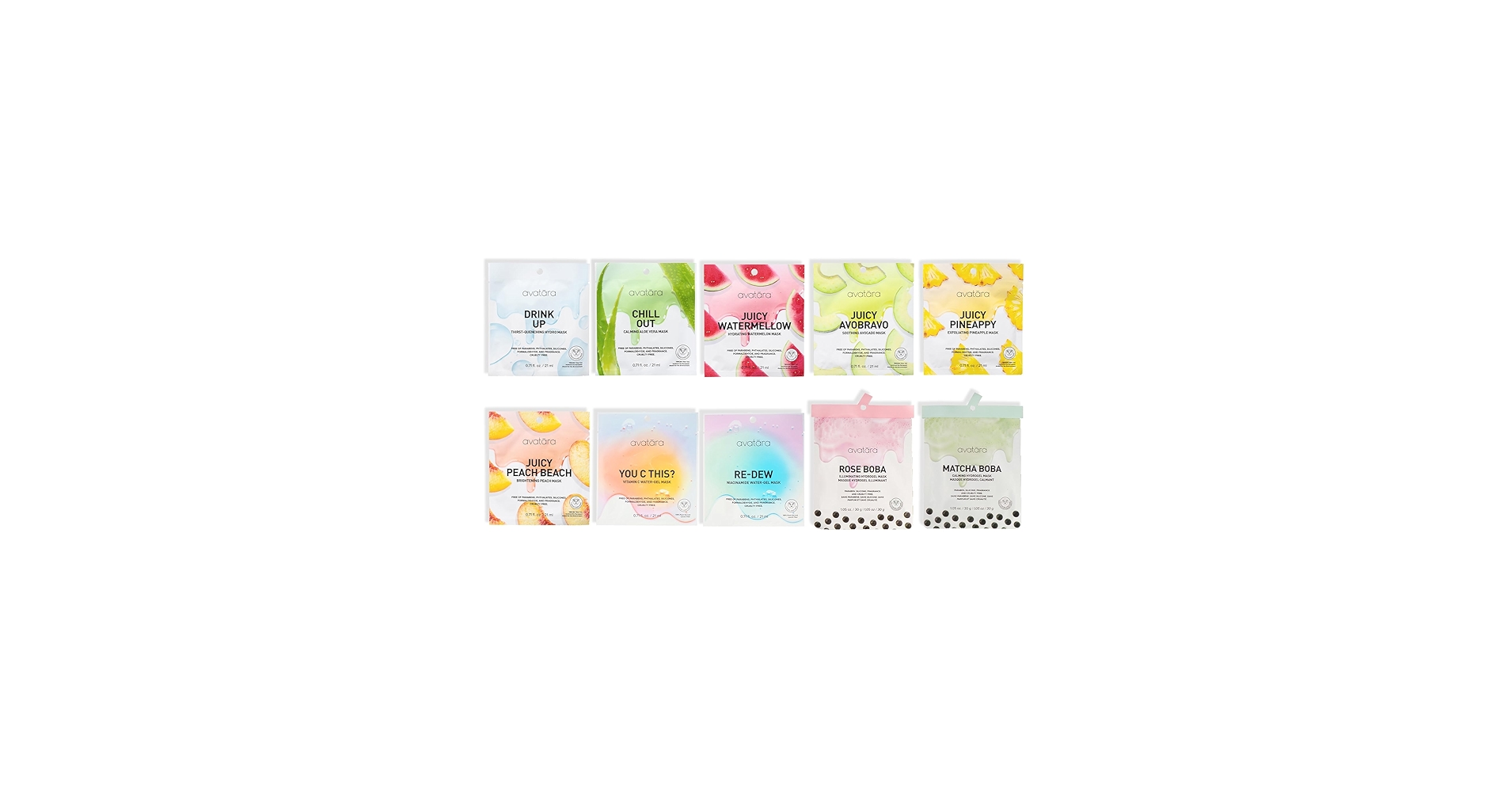 Amazon.com : Avatara Sheet Mask Set, Facial Mask Variety Set of 10