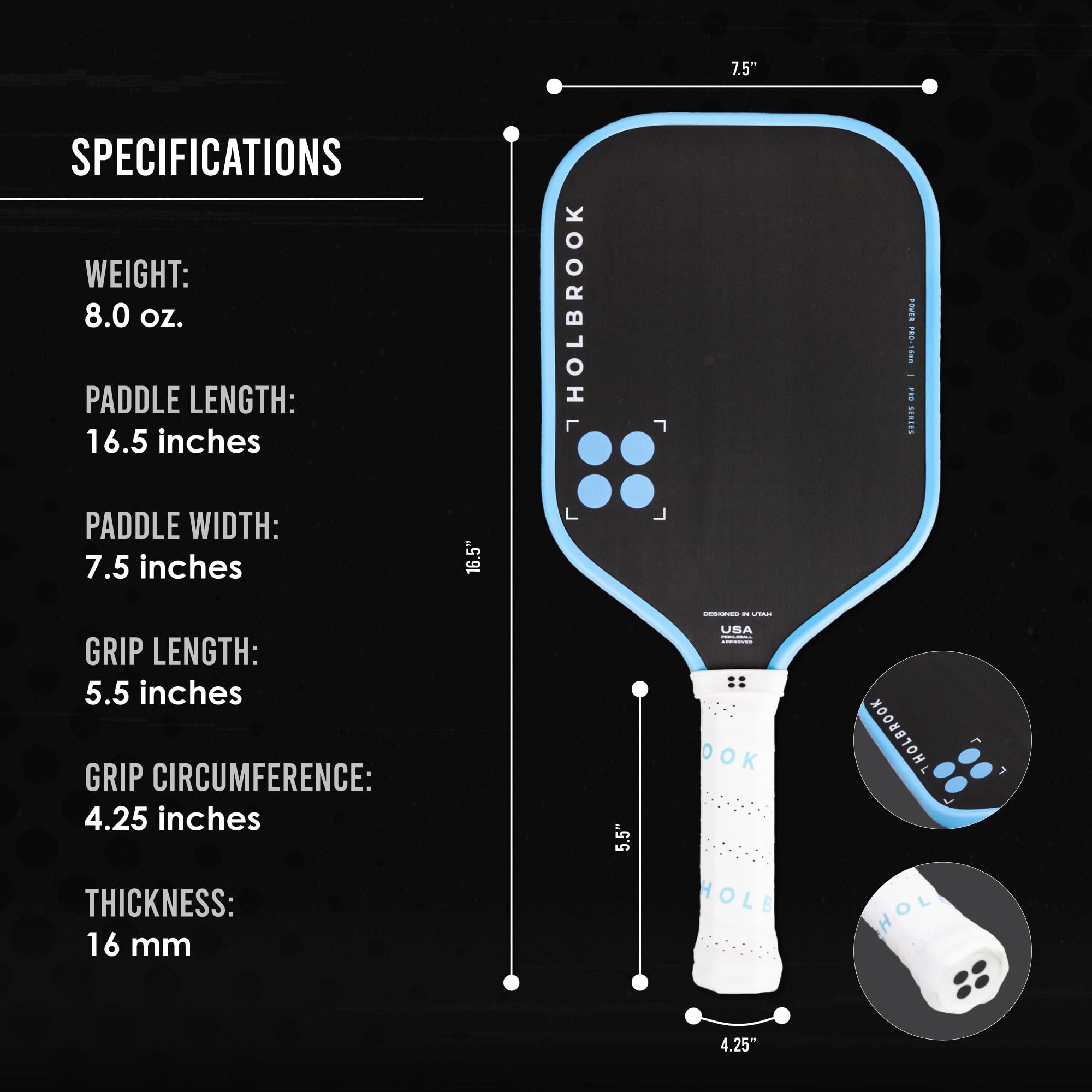 Amazon.co.jp: Holbrook Power Pro Elite Blue ピックルボールパドル