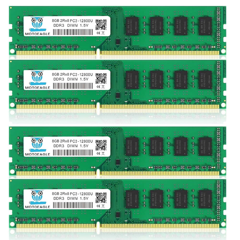 DDR3 RAM 32GB】 32GB (4X8GB) PC3-12800U DDR3-1600 UDIMM 2Rx8 DIMM