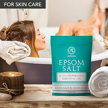 Amazon.com : Epsom Bath Salt 35 Oz / 1kg with Peppermint Essential