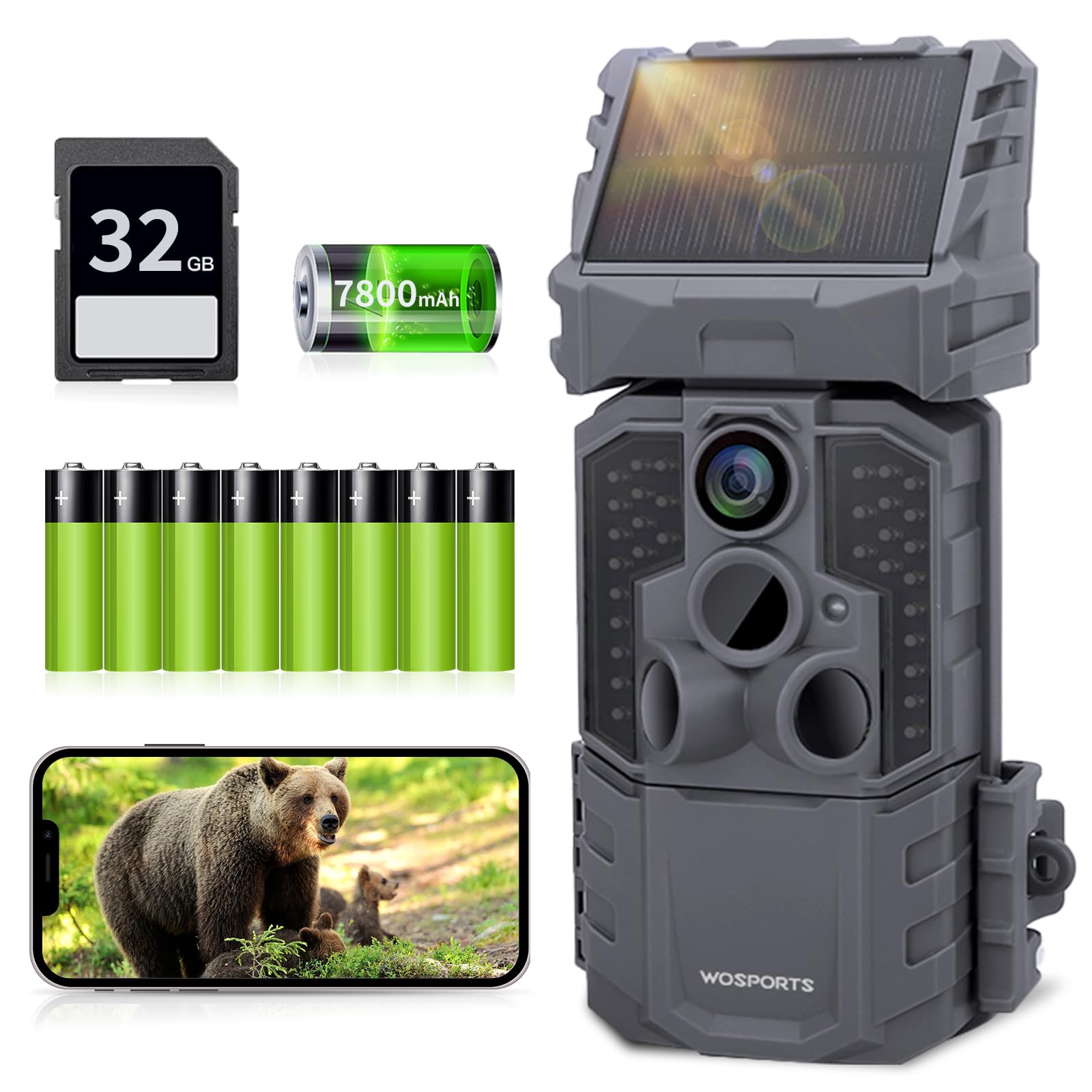 Amazon.co.jp: Wosports 2025最新型 4K トレイルカメラ ソーラー WIFI
