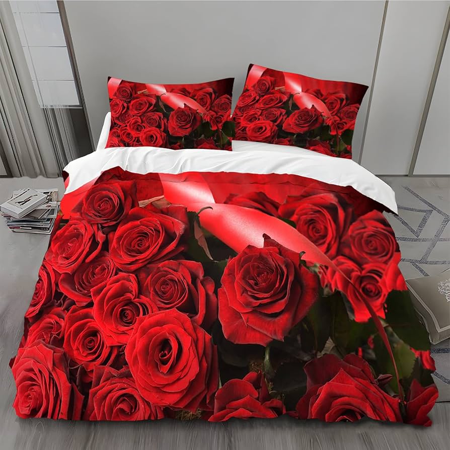 Amazon｜掛け布団カバー バラ 布団カバー 赤 け布団カバー 暖マイクロ