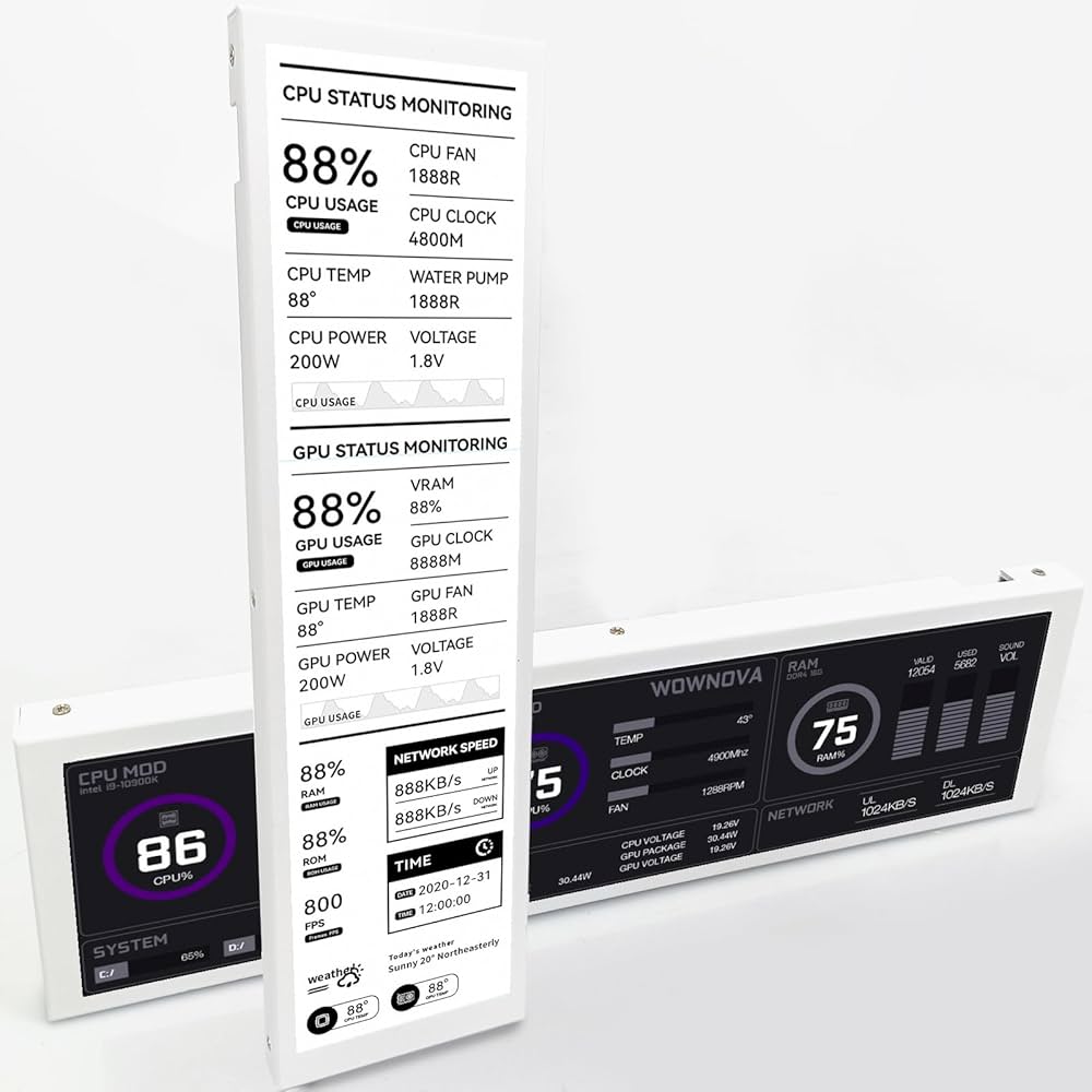 Amazon.co.jp: WOWNOVA 8.8インチ コンピューター温度モニター (動的