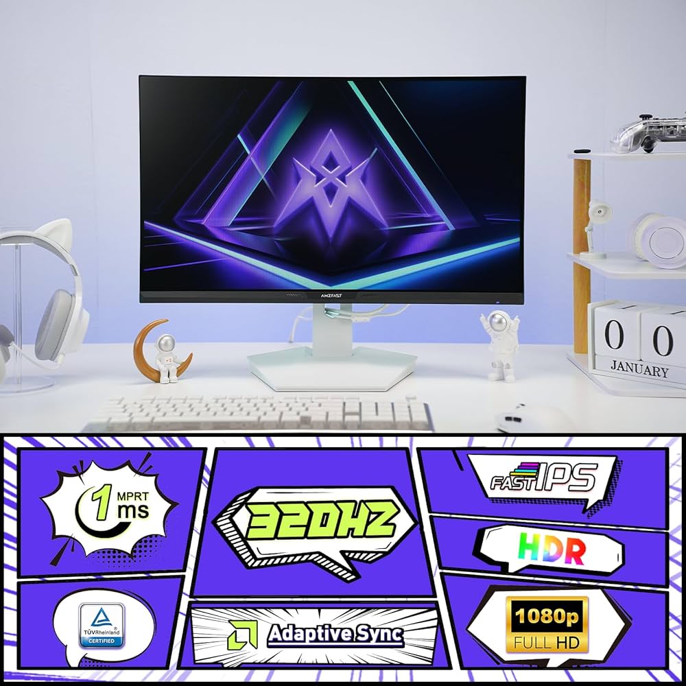 Amazon.co.jp: Amzfast 24.5インチ 320Hz ゲーミングモニター白 Fast