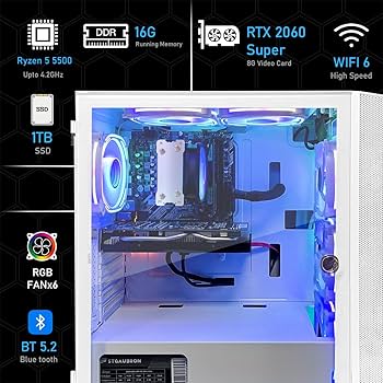 Amazon.com: STGAubron Gaming PC Computer Desktop, AMD Ryzen 5 5500