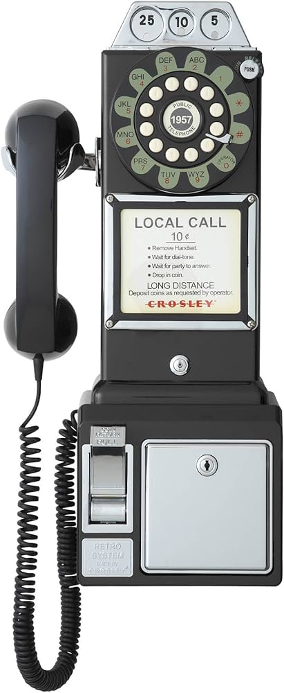 Amazon | 50sアメリカ公衆電話 PAY PHONE ブラック | Crosley | 電話機本体