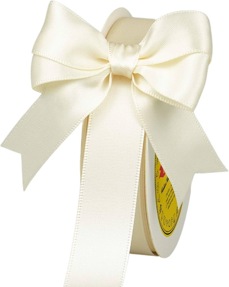 Amazon.com: LEEQE Double Face Ivory/Antique White Satin Ribbon 7/8