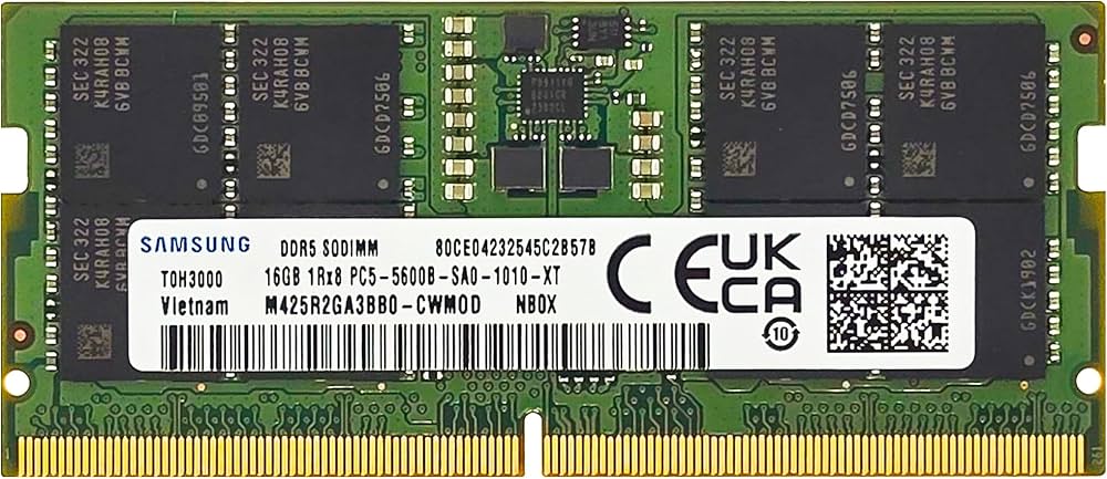 Samsung 16GB DDR5 5600MHz PC5-44800 CL46 SODIMM 1Rx8 Single Rank