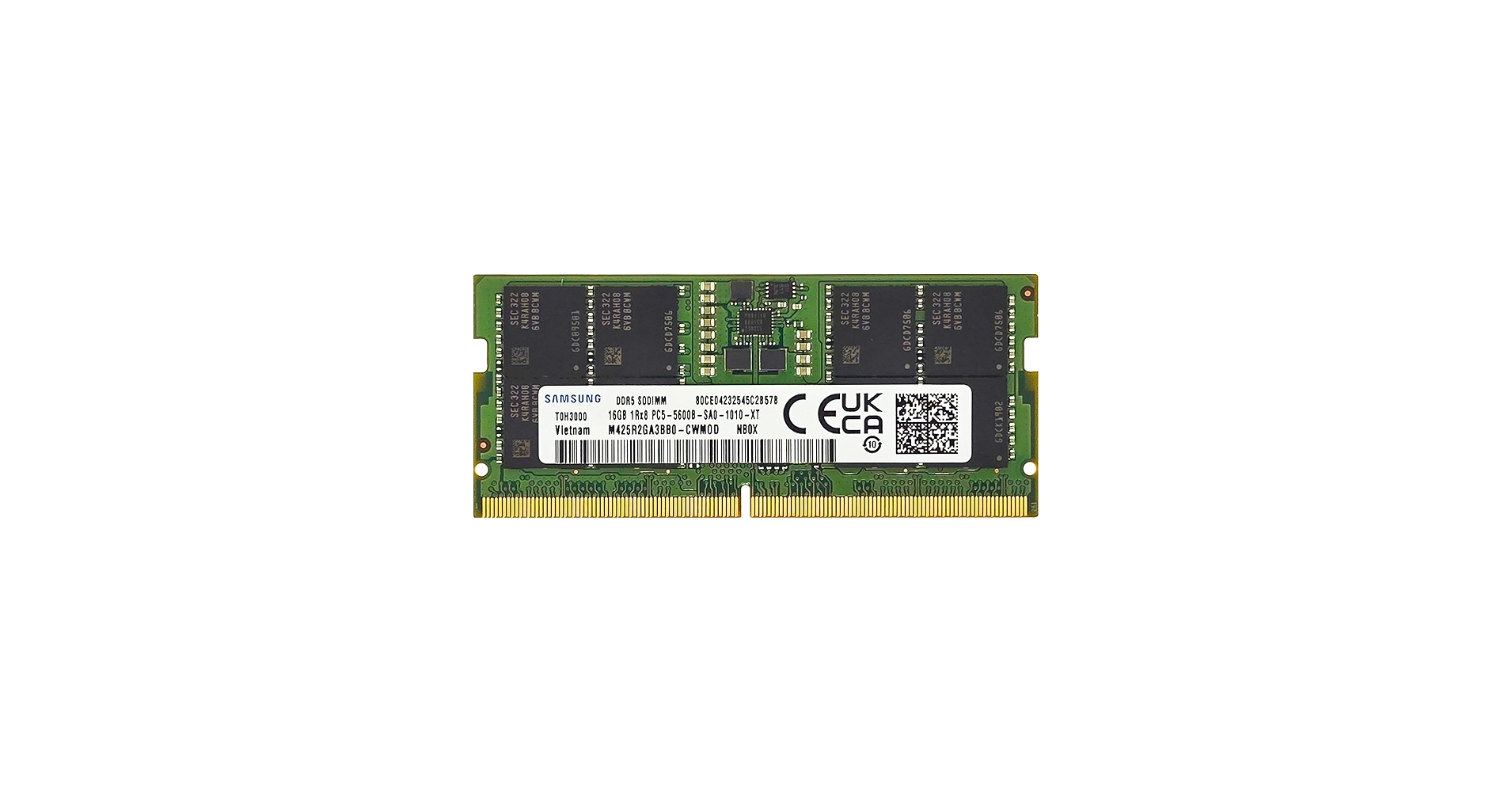 Samsung 16GB DDR5 5600MHz PC5-44800 CL46 SODIMM 1Rx8 Single Rank