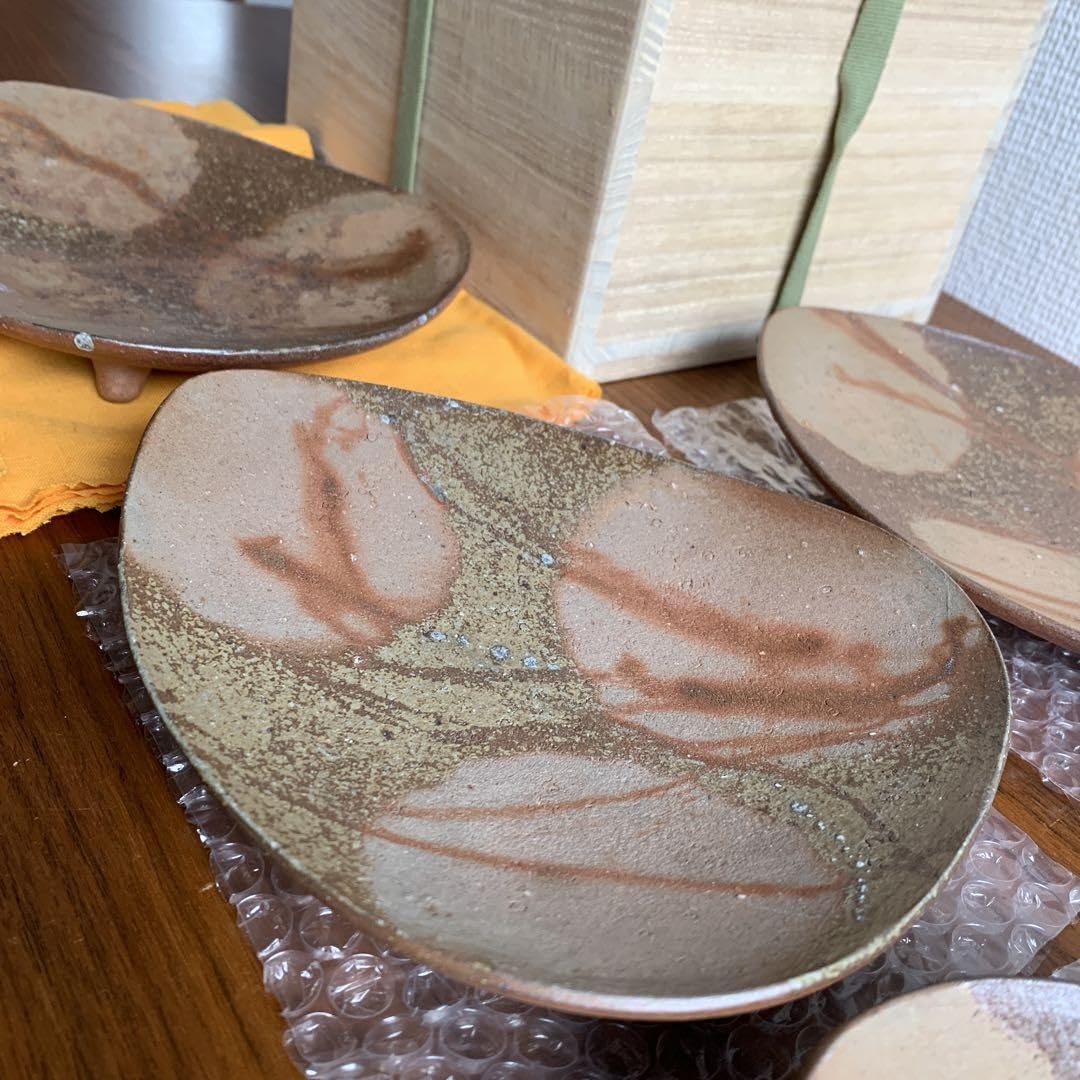 備前焼 金重有邦 皿 伊部三足平向付 5枚セット 【公式通販】