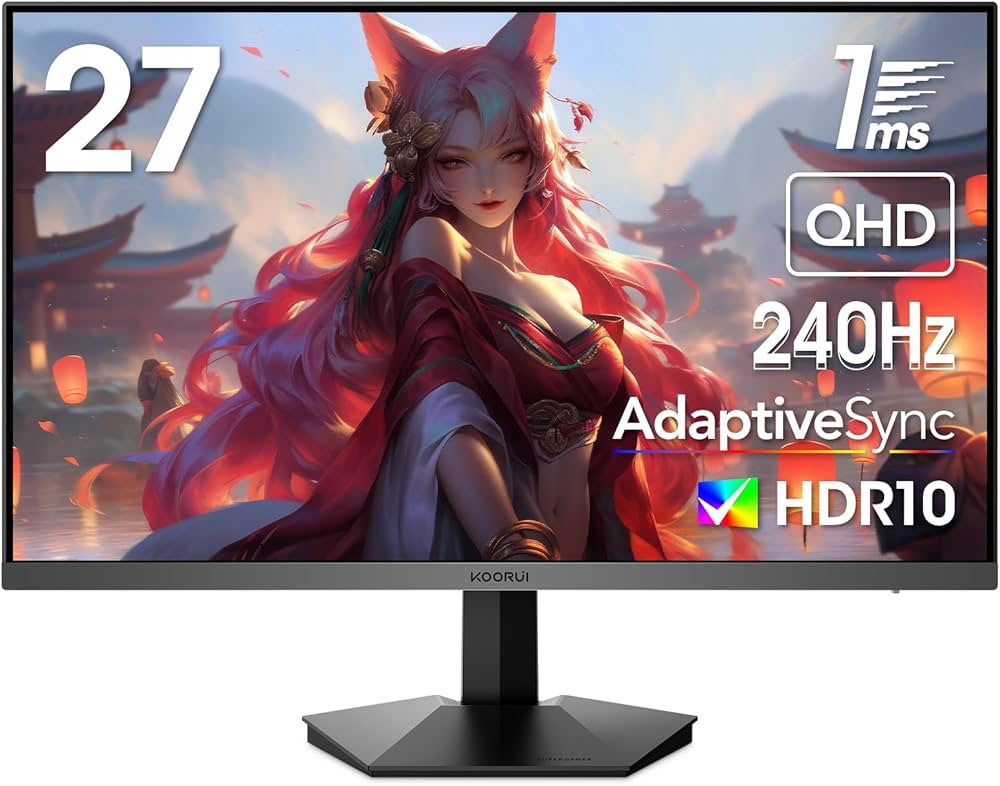 Amazon.co.jp: KOORUI ゲーミングモニター 240Hz 27インチ WQHD 1ms