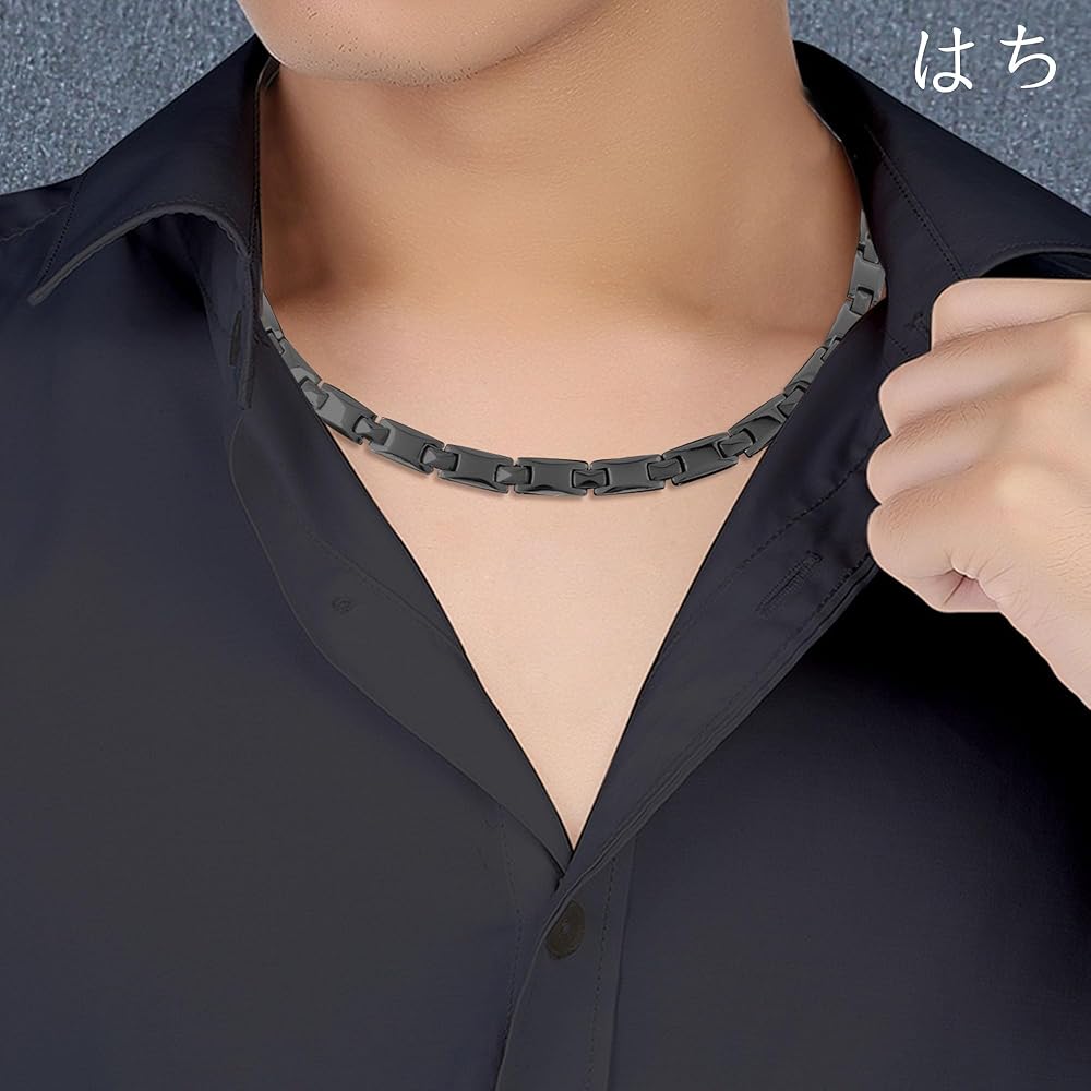Amazon | [はち] ゲルマニウム ネックレス メンズ ブラック ヘマタイト