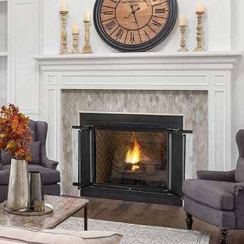 Amazon.com: Stanbroil Fireplace Glass Bi-fold Style Door, Black