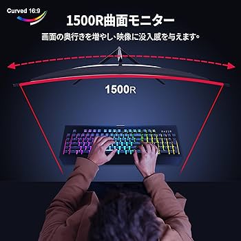 Amazon.co.jp: Grebear 湾曲ゲーミングモニター 165Hz 27インチ 曲面