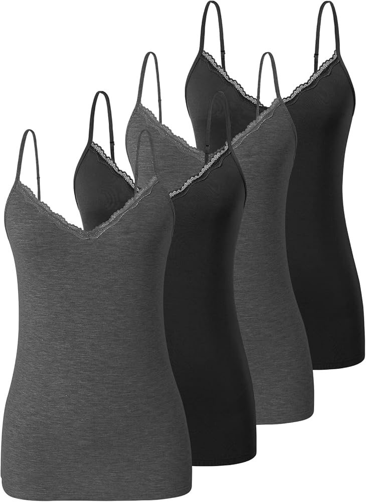 Vislivin Plain Camisole for Women Lace Tank Tops V Neck Adjustable