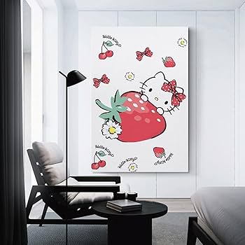Amazon.co.jp: ハローキティ いちご アートポスター 飾り絵 かわいい
