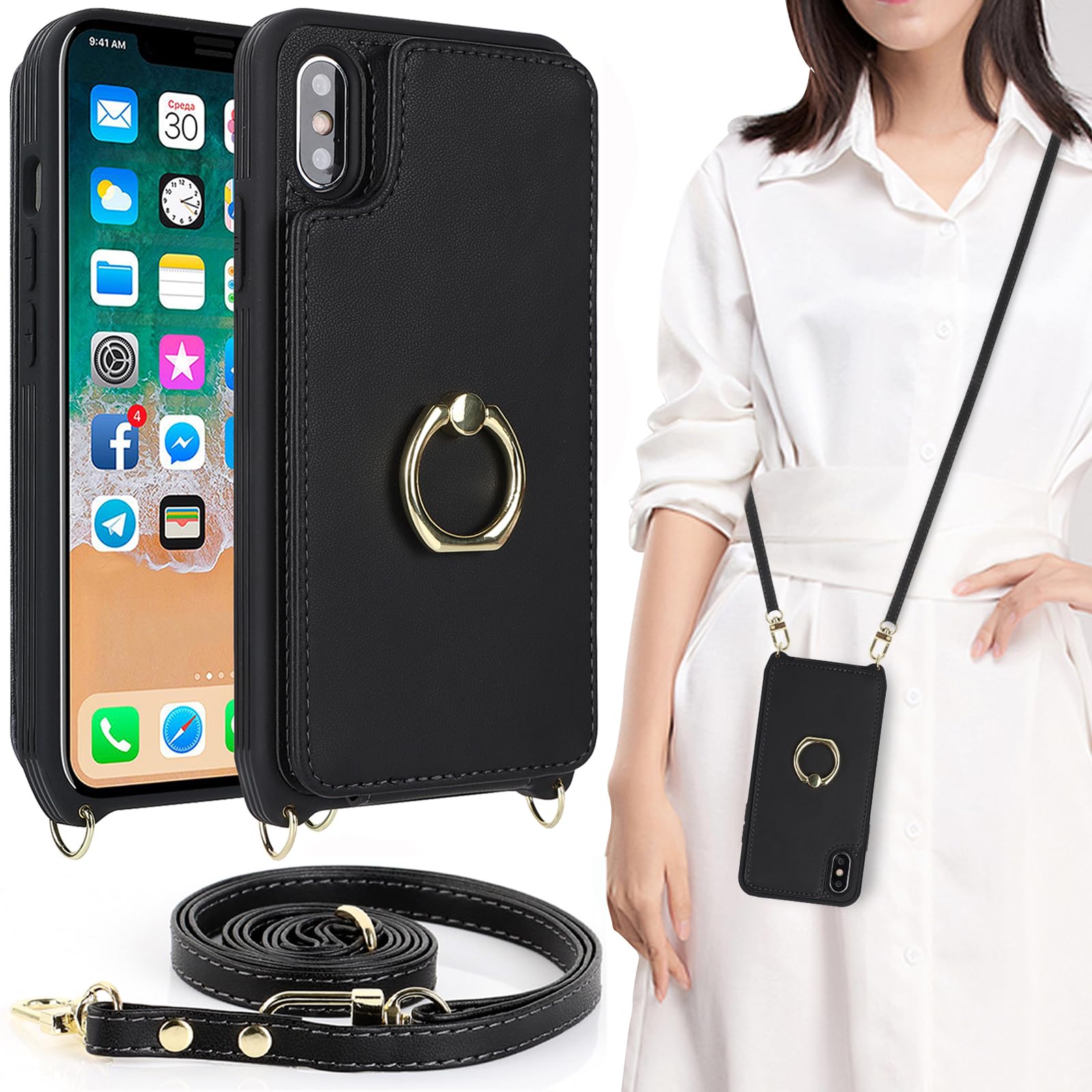 Amazon.co.jp: iPhone X / iPhone XS ケース ショルダー リング付き