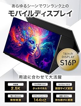 Amazon.co.jp: LANMEY モバイルモニター 16インチ 144Hz 2.5K QHD
