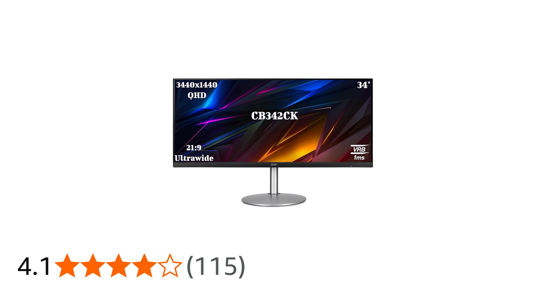 acer CB342CK 34 Inch (86.36 Cm) IPS Ultrawide (21:9) QHD 3440 X