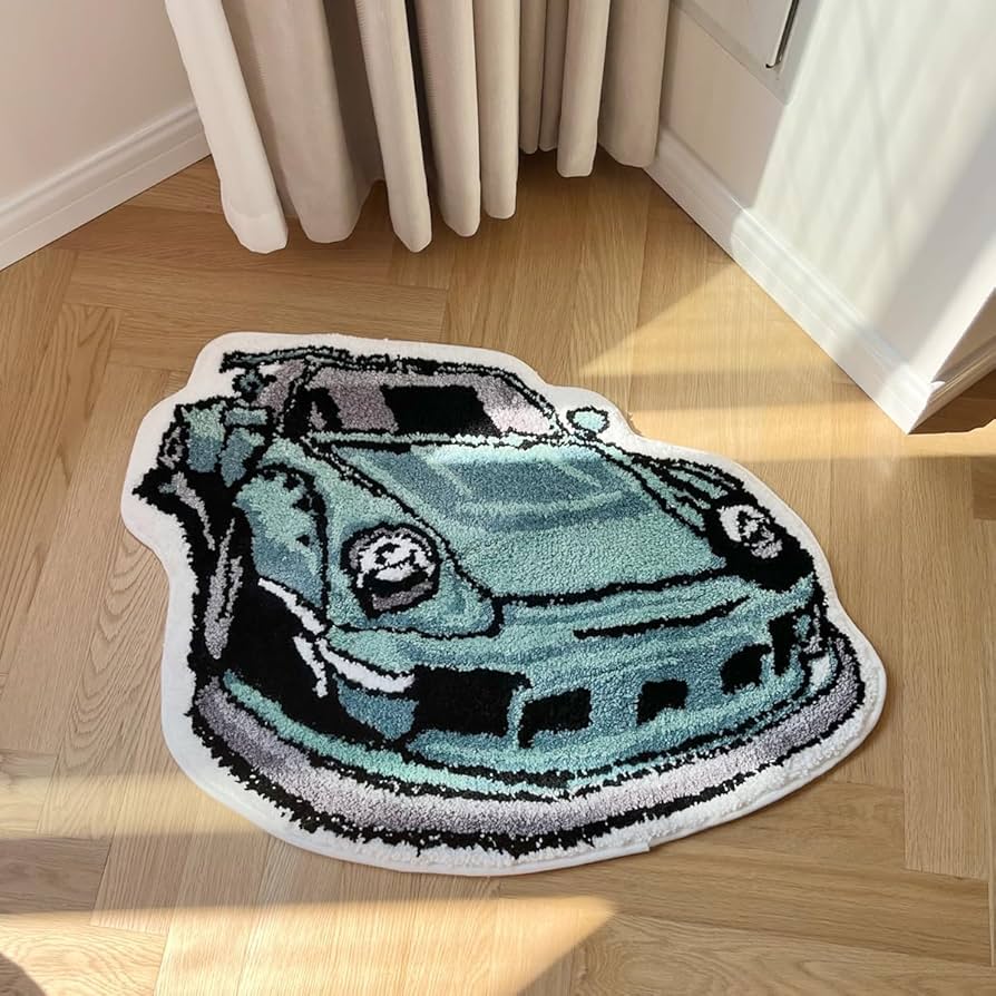 Amazon.com: LAKEA Enthusiast Green Sports Car Shaped Flocking Rug